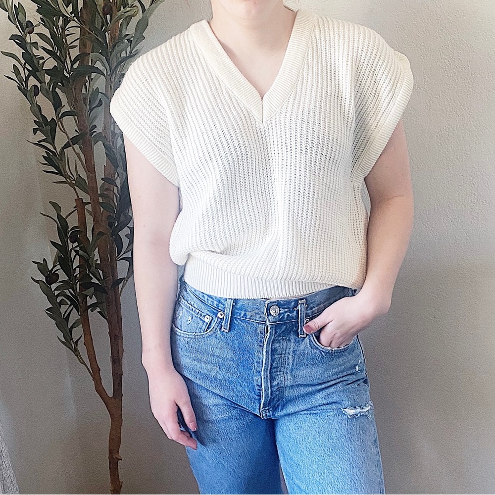 Vintage Contemporary Casuals Cream Sweater Vest Women’s Size Medium